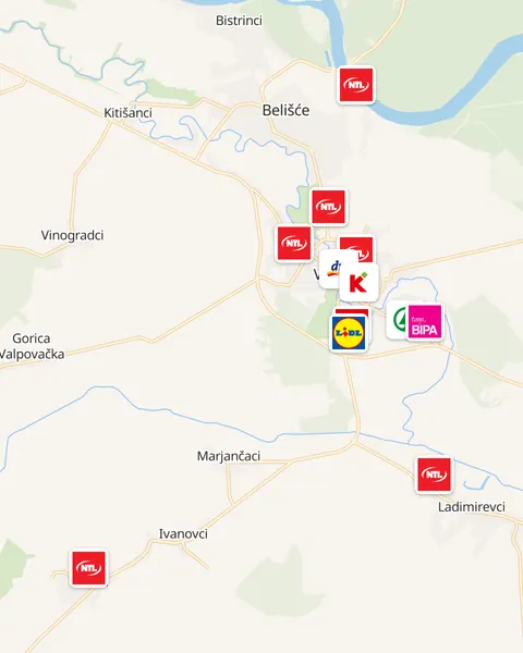 Karta trgovina u Valpovu