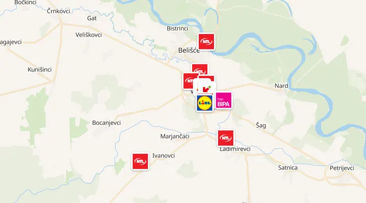 Karta trgovina u Valpovu