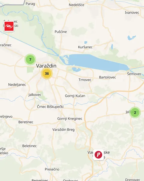 Karta trgovina u Varaždinu