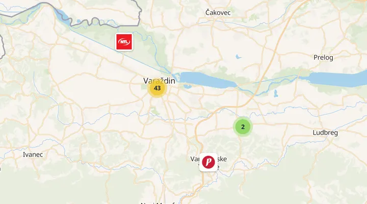Karta trgovina u Varaždinu