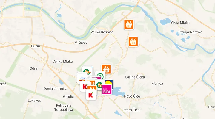 Karta trgovina u Velikoj Gorici