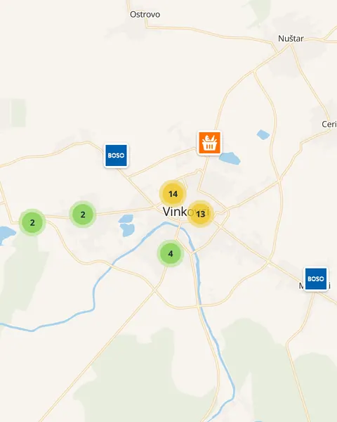 Karta trgovina u Vinkovcima