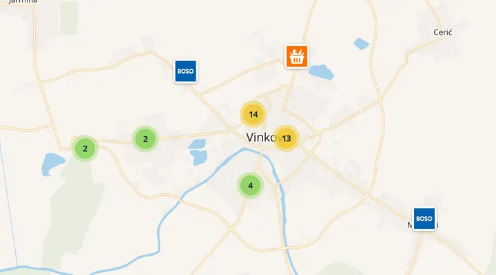 Karta trgovina u Vinkovcima