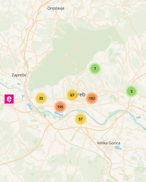 Karta trgovina u Zagrebu