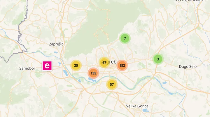 Karta trgovina u Zagrebu